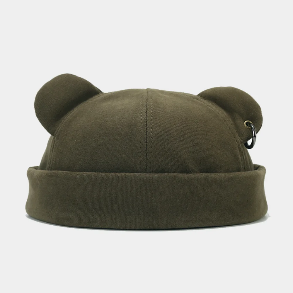 Iron-ring ear letter logo adjustable-brimmed hat, washed cotton fabric, Japanese style, cute look, suitable for street wear.
