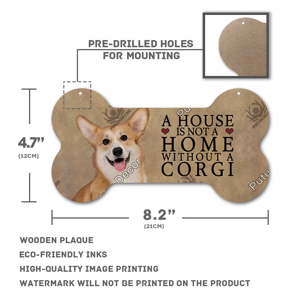 Putuo Decor Dog Bone Sign Plaque Wood Lovely Friendship Wooden Pendant for Wooden Sign Dog House Decoration Wall Decor Dog Tag