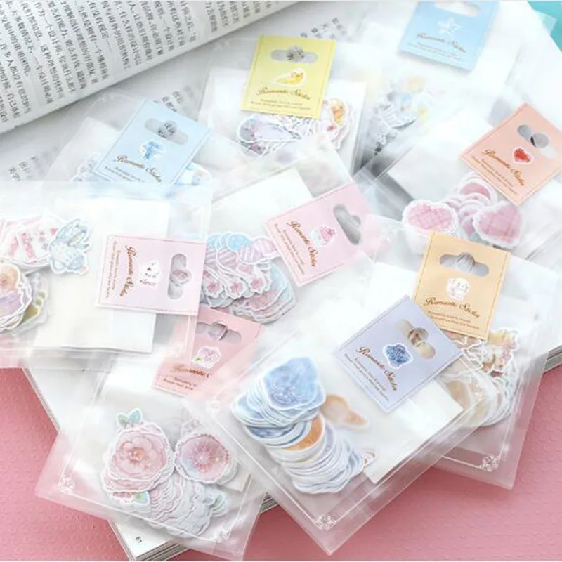 Special Price! 65-70 Pieces / More Romantic Mini Paper Sticker Bag Diy Diary Planner Decorative Map Scrapbook Kawaii Stationery