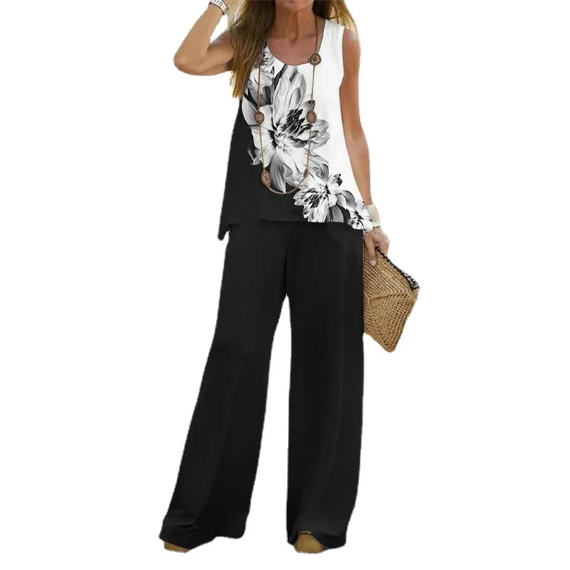 

Весенне-летняя модная женская одежда 2024, уличная летняя одежда, темпераментный элегантный топ без рукавов с принтом, прямой