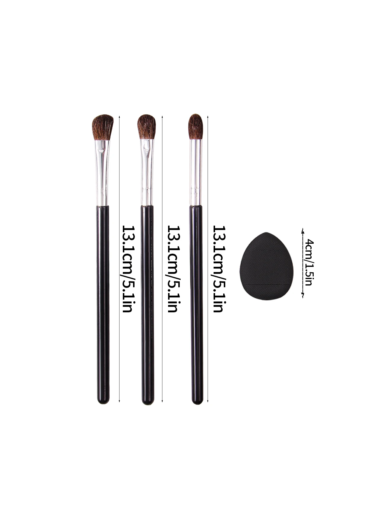 3 Stück kleiner Rosshaar-Lidschattenpinsel, Smuder-Pinsel, Detailpinsel, Augen-Make-up-Pinsel + 3 Stück weiche Mini-Daumen-Puderquaste