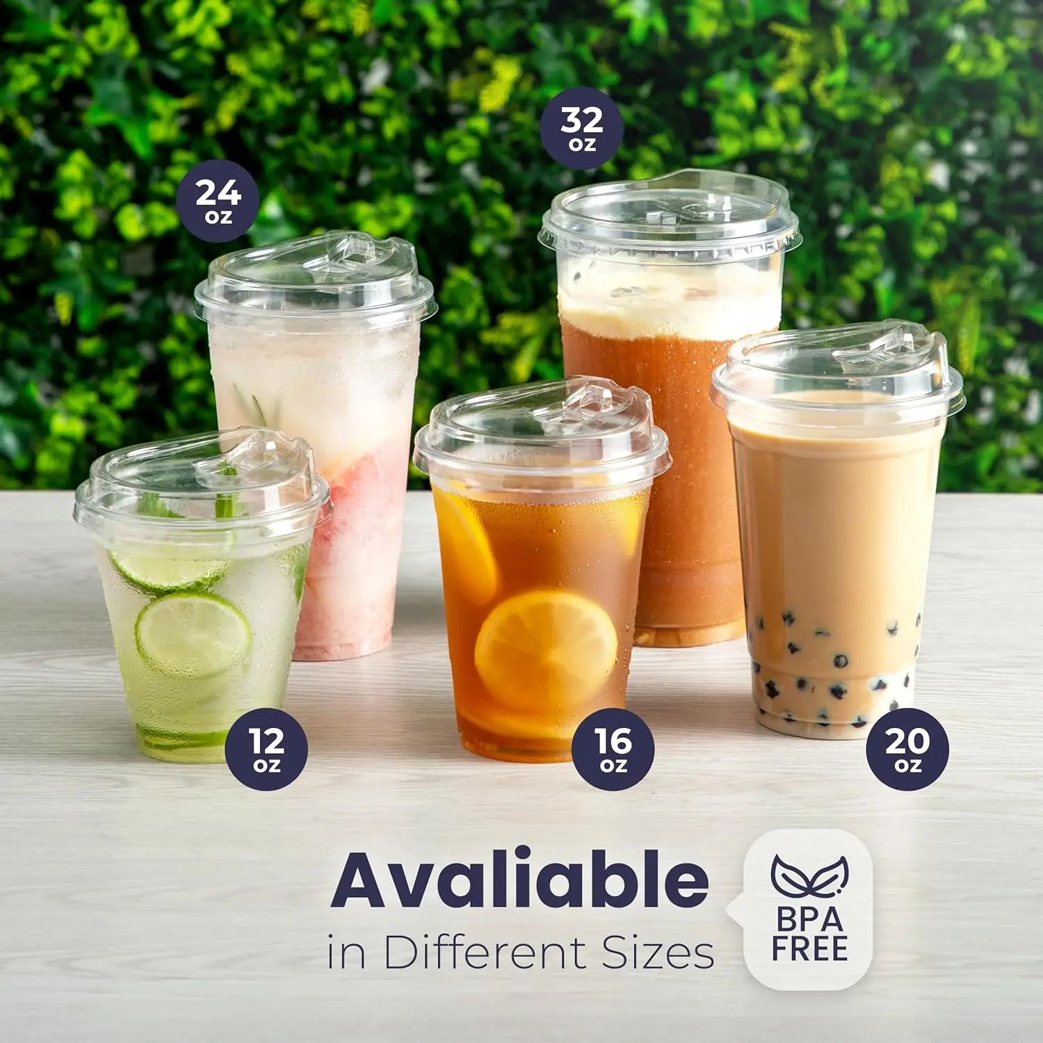 12/16//20/24OZ Clear Plastic Cups with Sip Lids Disposable Plastic Coffee Cups To Go Cups for Iced Coffee Smoothies Soda