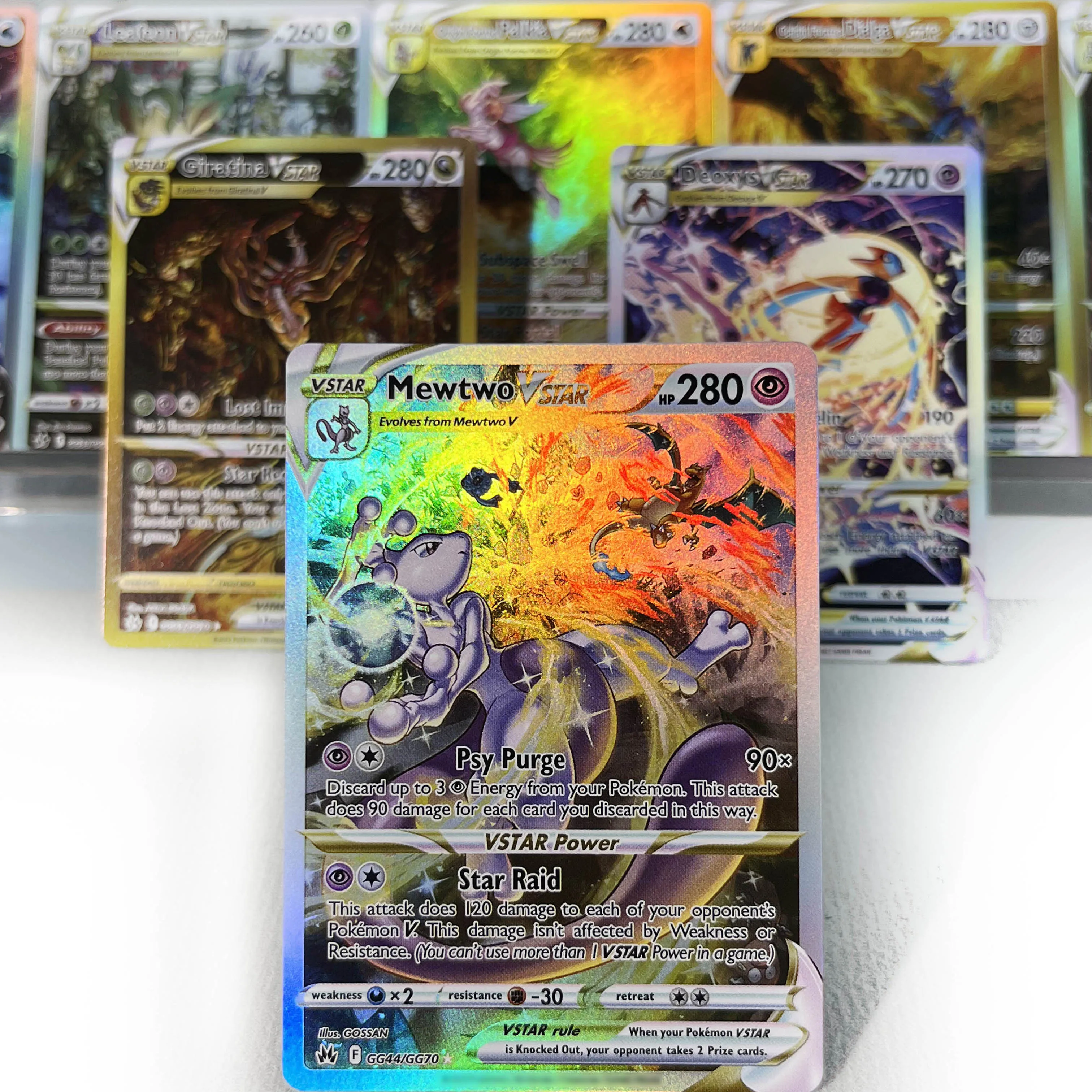 بطاقات تاج زينيث PKM PTCG5-C قوس قزح نادرة Mewtwo Giratina Arceus Leafeon VSTAR مجموعة ألعاب المعركة هدايا للهوايات
