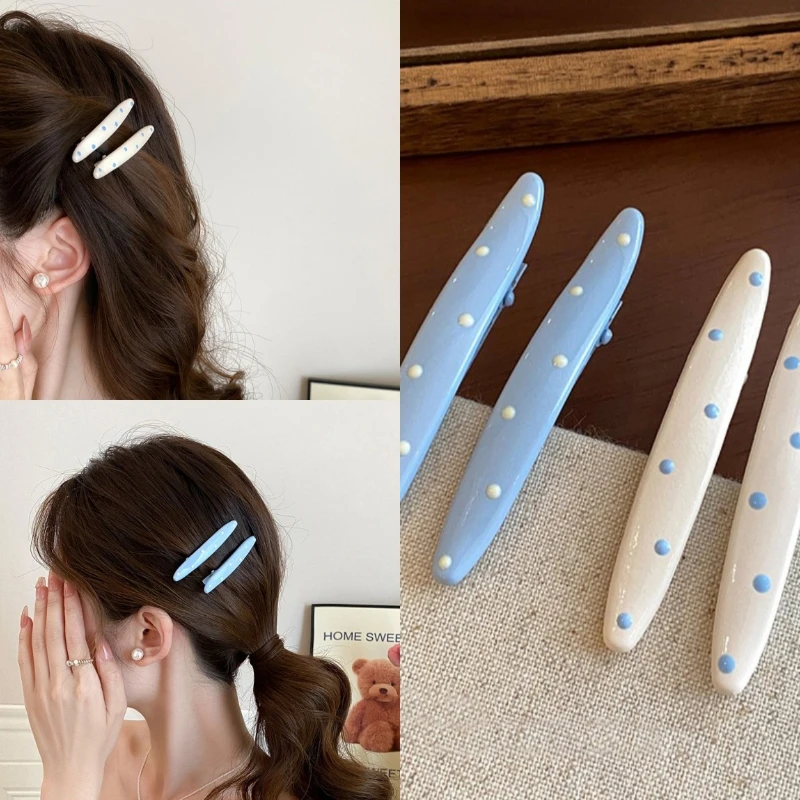 coreano-azul-branco-bolinhas-cor-creme-grampo-de-cabelo-gota-de-oleo-duckbill-clipe-moda-versatil-franja-lateral-clipe-estilo-acessorios