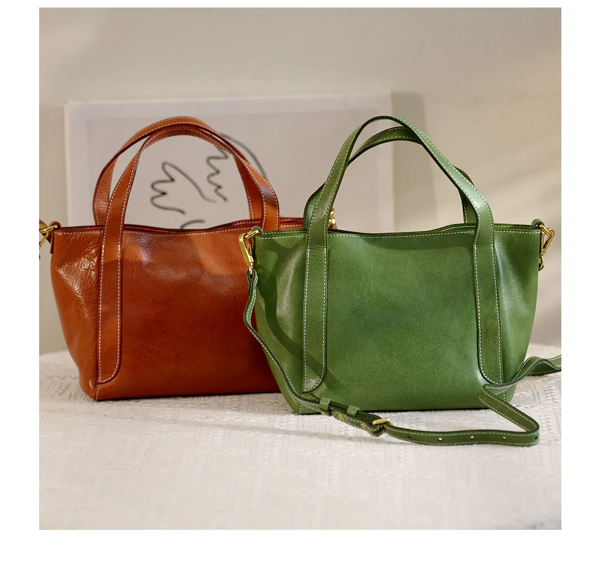 Schlichte, lässige, luxuriöse, handgefertigte Damen-Handtasche aus Rindsleder der ersten Schicht, modische Designer-Weekender-Tasche aus echtem Leder, Damen-Schultertasche – Detail 24