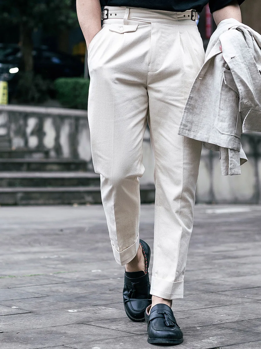 Nona calça de algodão de alta densidade masculina, calça retrô GURKHA, bege de semente de concha americana, primavera-verão 2022