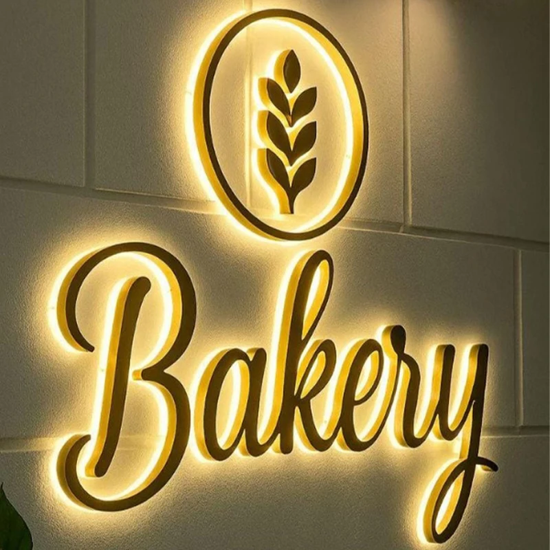 Custom LED Illuminated Signs 3D Metal Letters Business Logo Backlit Signage Channel Storefront Sign For Outdoor Dropshipping