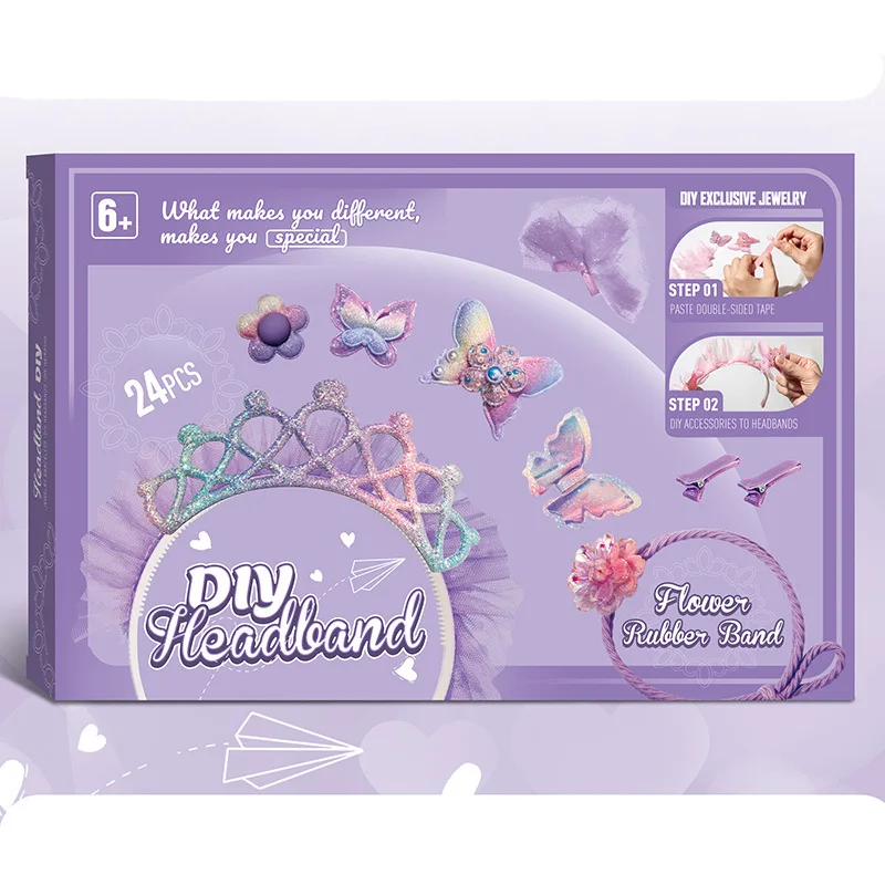 DIY kinderhaaraccessoires set Prinses hoofdtooi haarband bang clip maken materiaal tas speelgoed,
