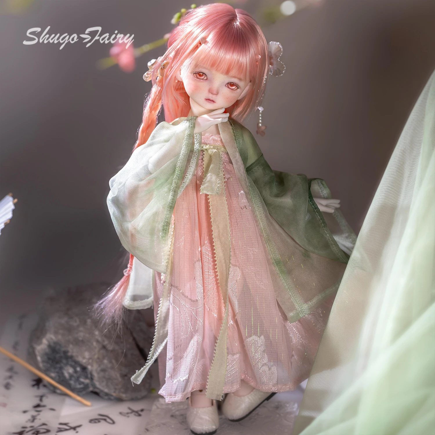 ShugaFairy Yuling A BJD Doll Fullset Sweet Eastern Young Dragon with Horned Head Chinese Hanfu Outfit Ball Jointed Doll view 5