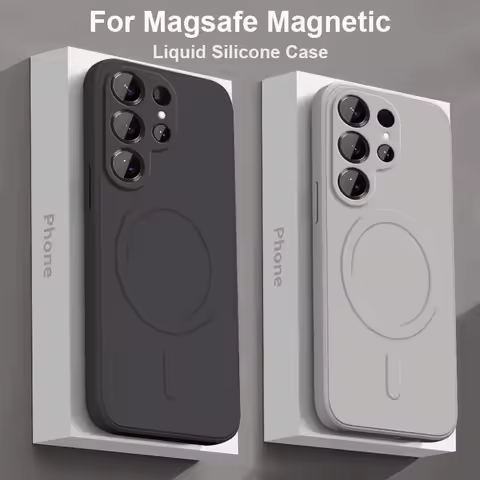 Original Magsafe Magnetic Phone Case for Samsung Galaxy S25 S24 S23 Ultra S22 S21 Plus Wireless Charging Liquid Silicone Cover