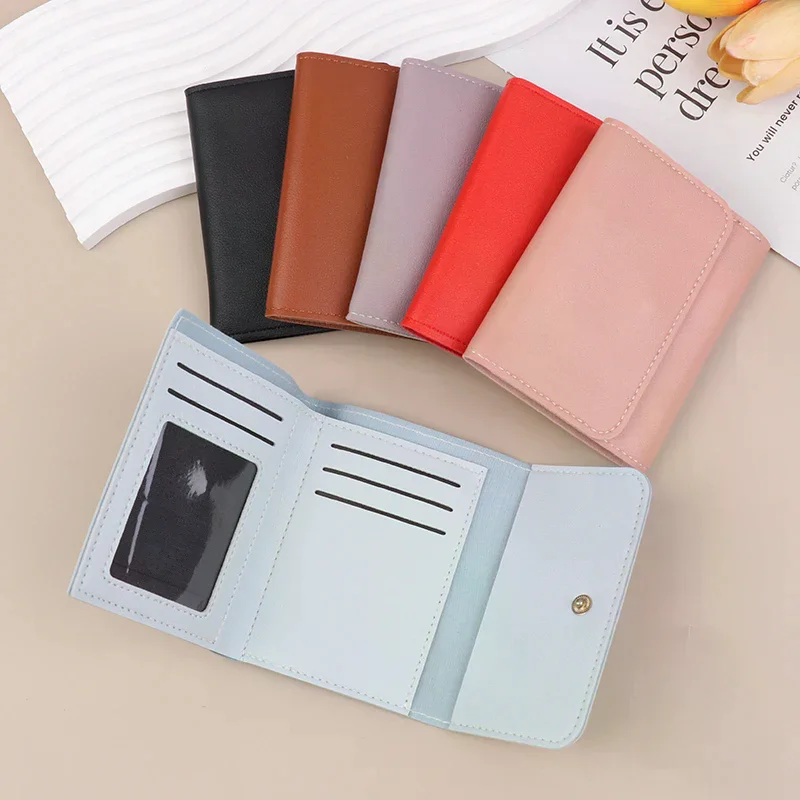 Multi-card Slot Solid Color Leather Card Case Bank Card Credit Card ID Bus Card Holder Wallet For Women Travel Card Organizer