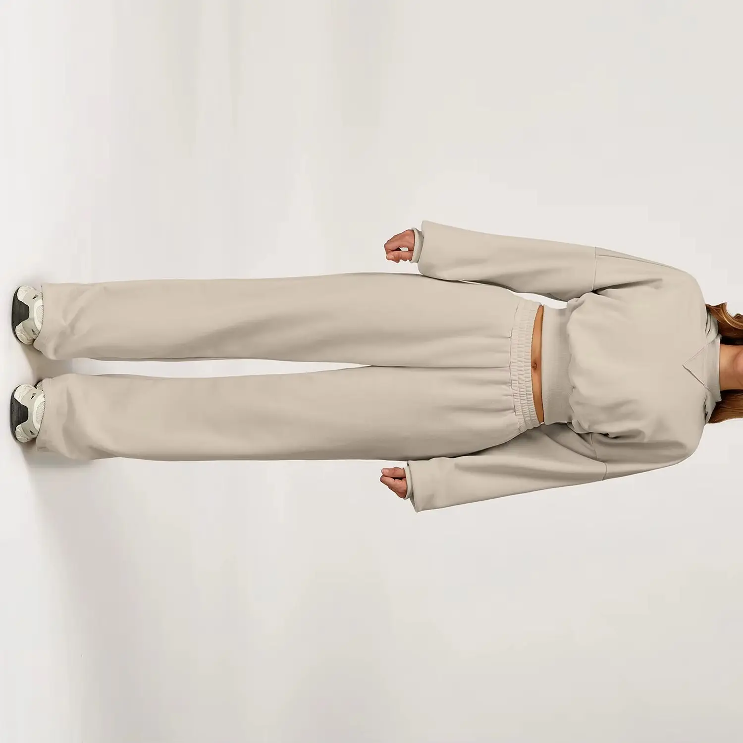 

2 Pieces Winter Hooded Sweatshirt Set Women's Clothes Casual Outdoor Loose Yoga Set Women's Casual Running Sportswear