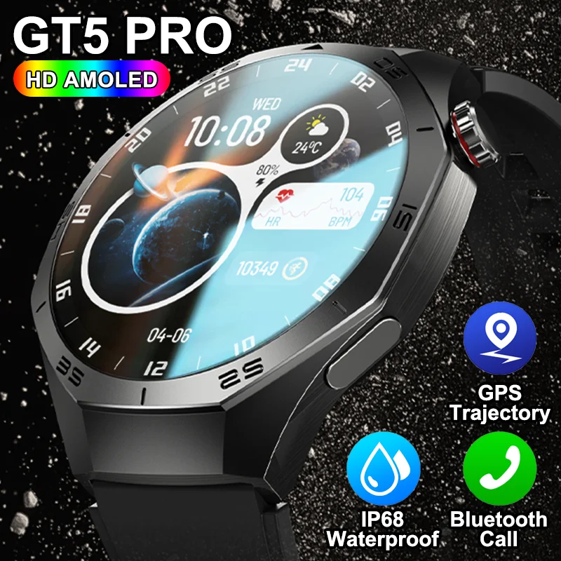 

25 новых GT5 Pro для мужчин GPS трек Смарт-часы AMOLED HD Экран Сердечный ритм Bluetooth Вызов IP68 Водонепроницаемые спортивные умные часы для Huawei