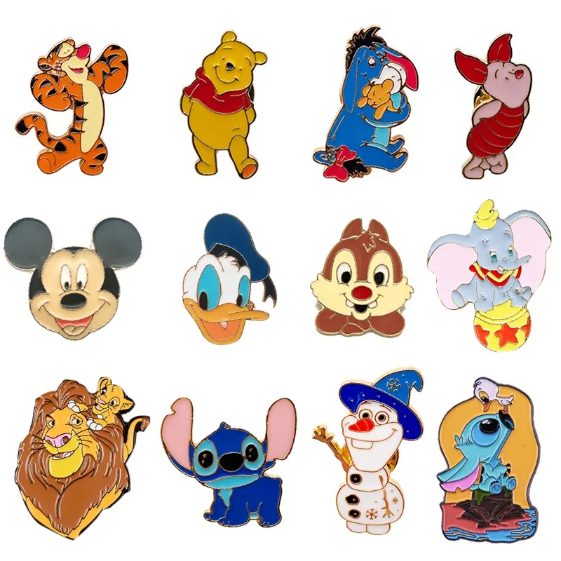 Disney Mickey Mouse Pooh Chip niedlichen Emaille Pin Stitch Brosche Tasche Anstecknadel Cartoon Abzeichen Rucksack Dekoration Kinder Geschenk Zubehör