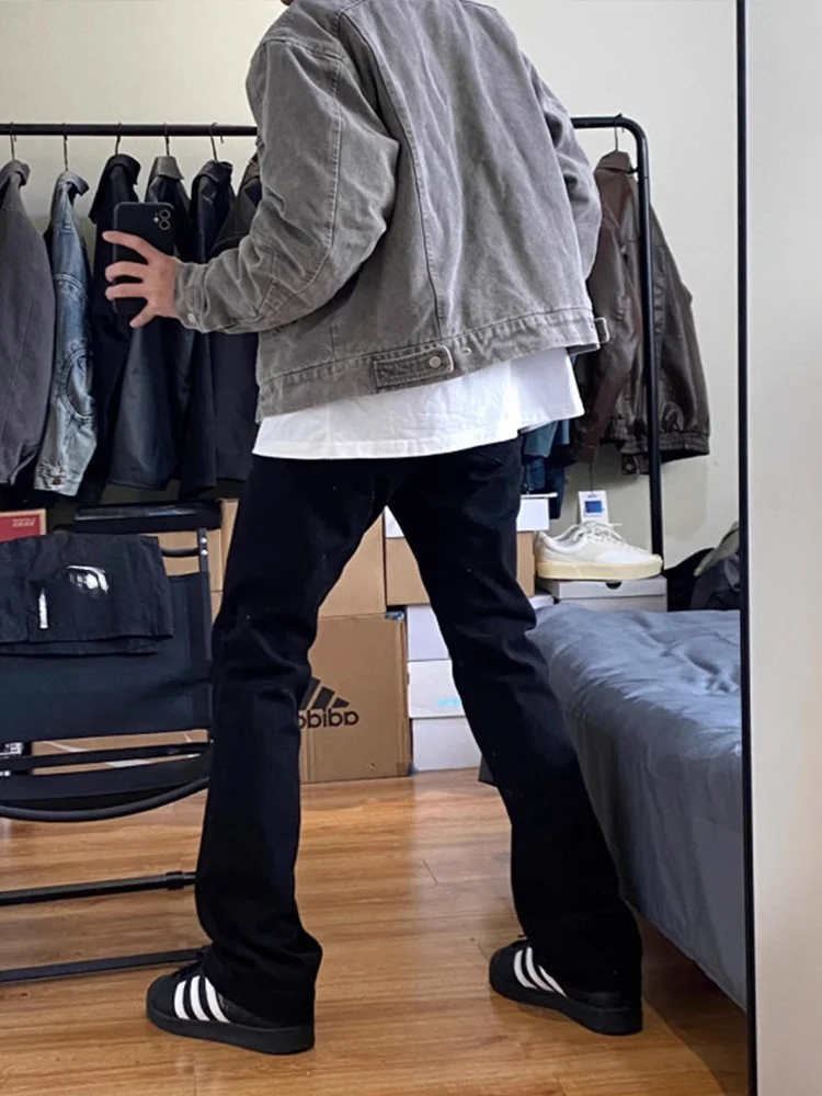 

Cleanfit American Retro Harington Workwear Jaet Men's ort Denim Coat Autumn Waed out Sle Youth ular Faion