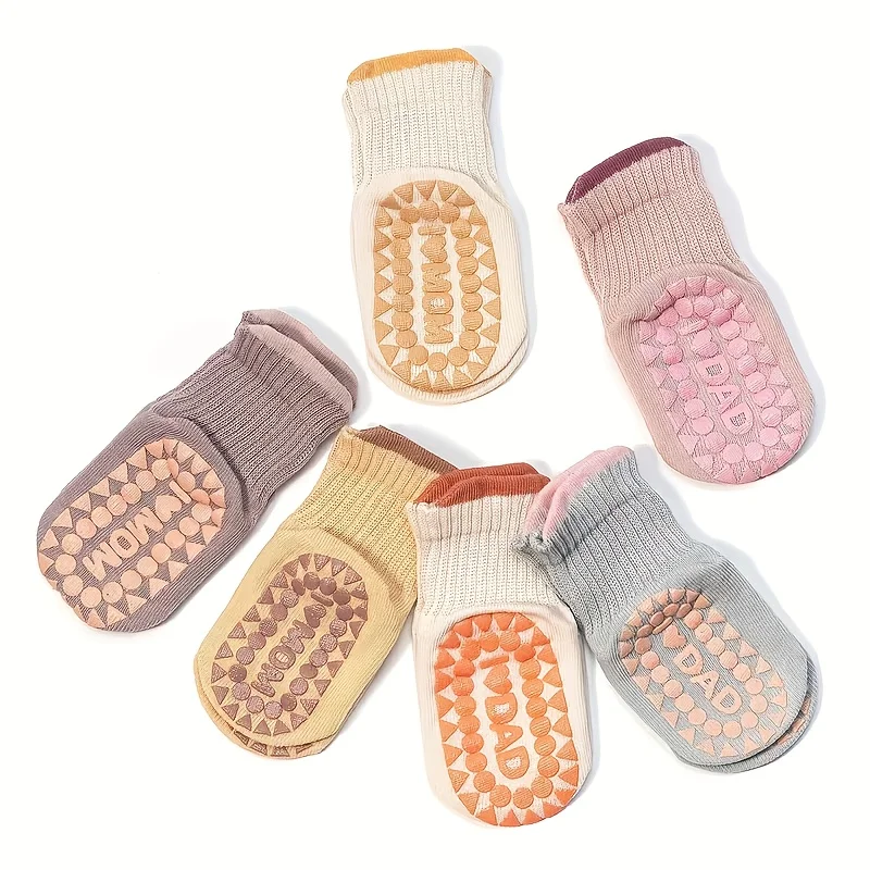 6 pairs of non-slip socks for infants, boys and girls