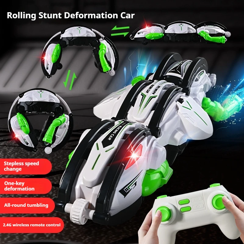 New 2.4g Wireless Carpenterworm Remote Control Rolling Drift High-Speed Deformation Stunt Car Boy Toy Car Can Rotate 360 Degrees