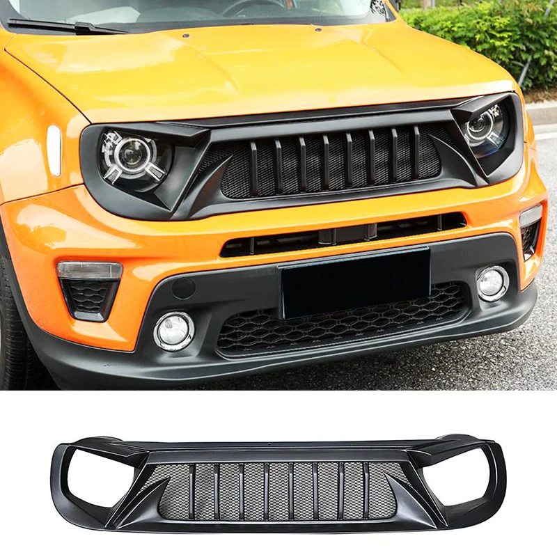 For Jeep Renegade Grills 2016 2017 2018 Front Bumper Racing Black Carbon  Air Grille lntake Styling Exterior  Accessories Parts