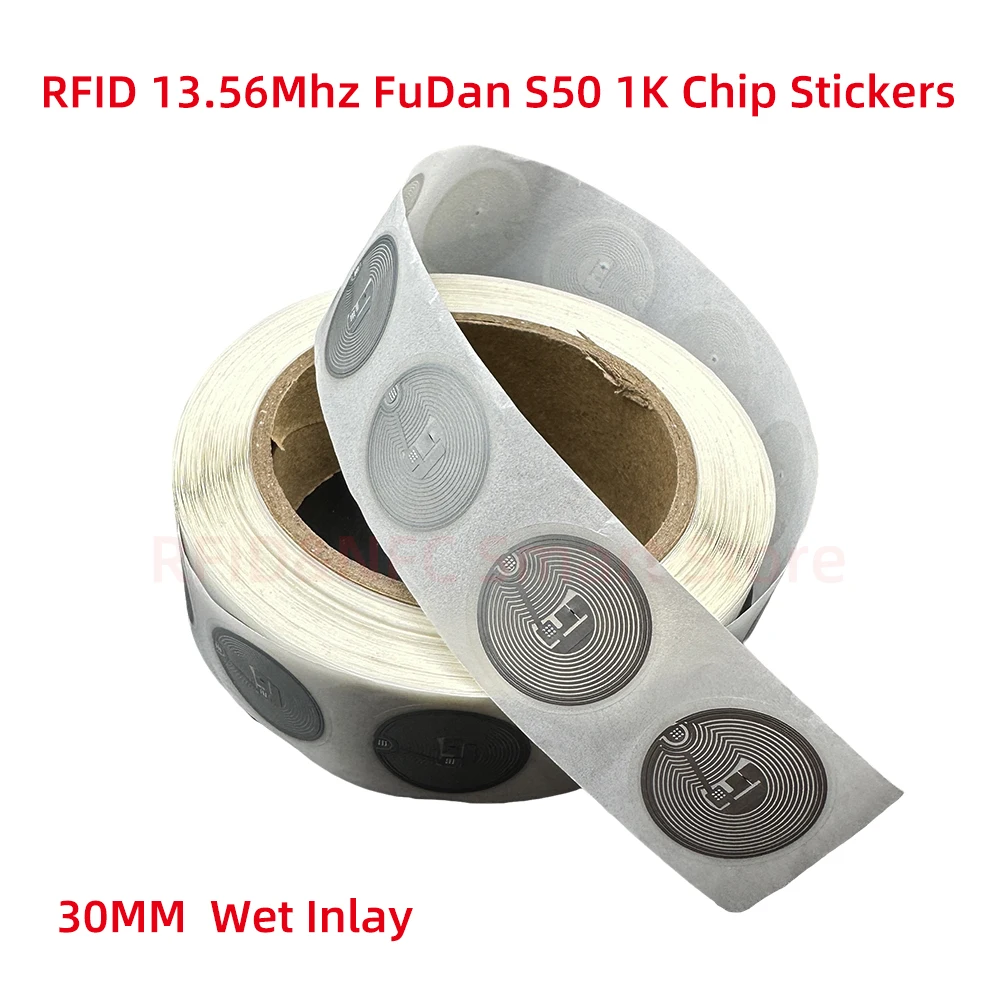 10/50pcs RFID Smart Tag 14443A Classic 1K EV1 S50 Wet Inlay Sticker F08 1024Bytes Lable RFID Tags Access control attendance Card