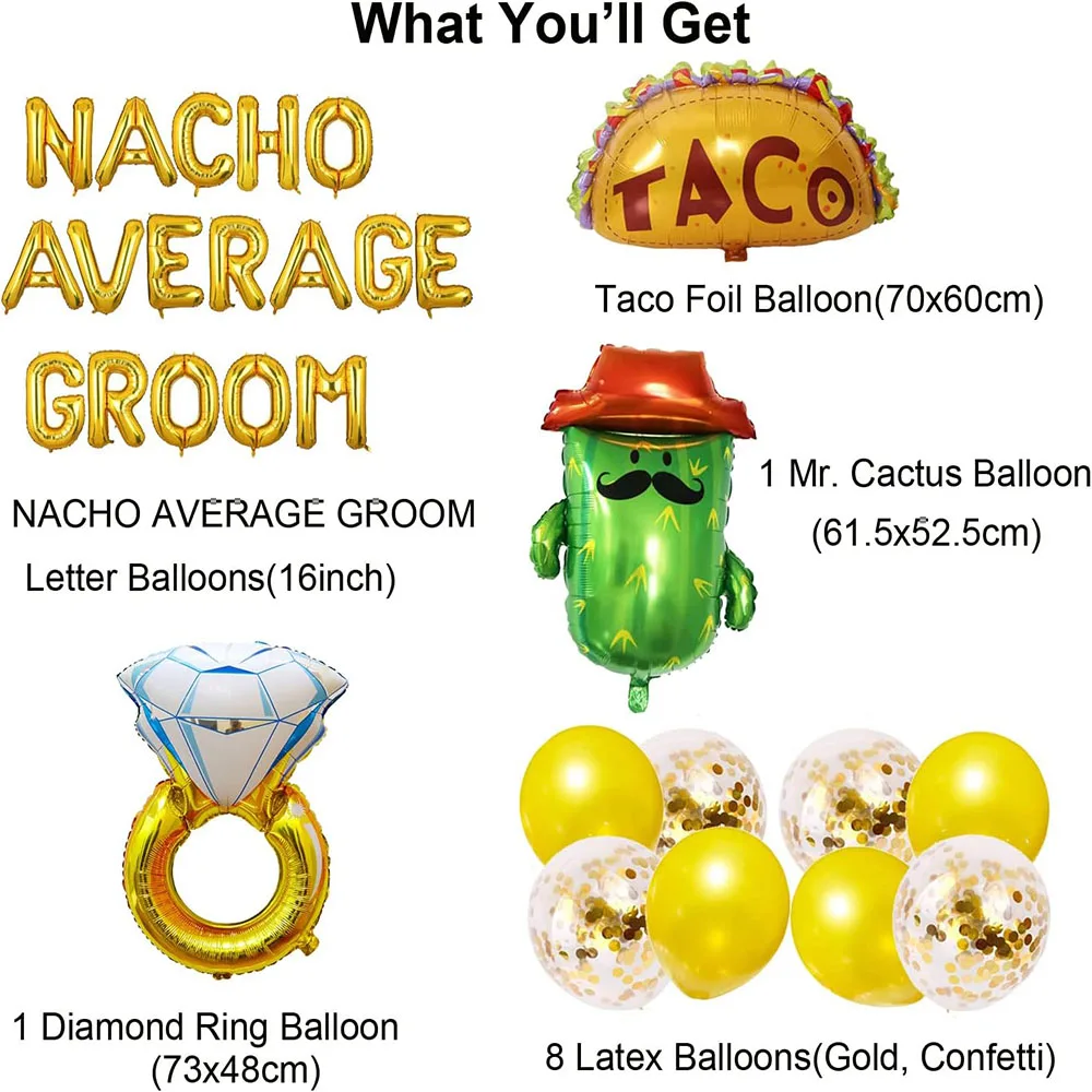 Nacho Average Groom Mexican Theme Bachelor Engagement Wedding Party Decoration, May 5th Day Bachelor Party Decoration, Carnival Theme Groom Men's Fun Cactus Taroko