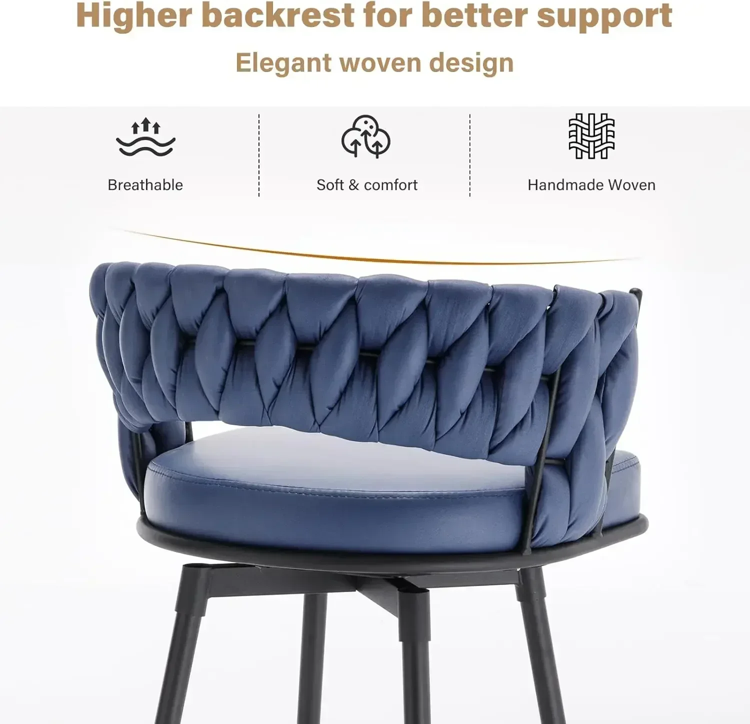 Set di 4 sgabelli da bar personalizzabili ad altezza bancone, moderni sgabelli da bar in finta pelle scamosciata, 180 ° Sedie da bar girevoli ad altezza