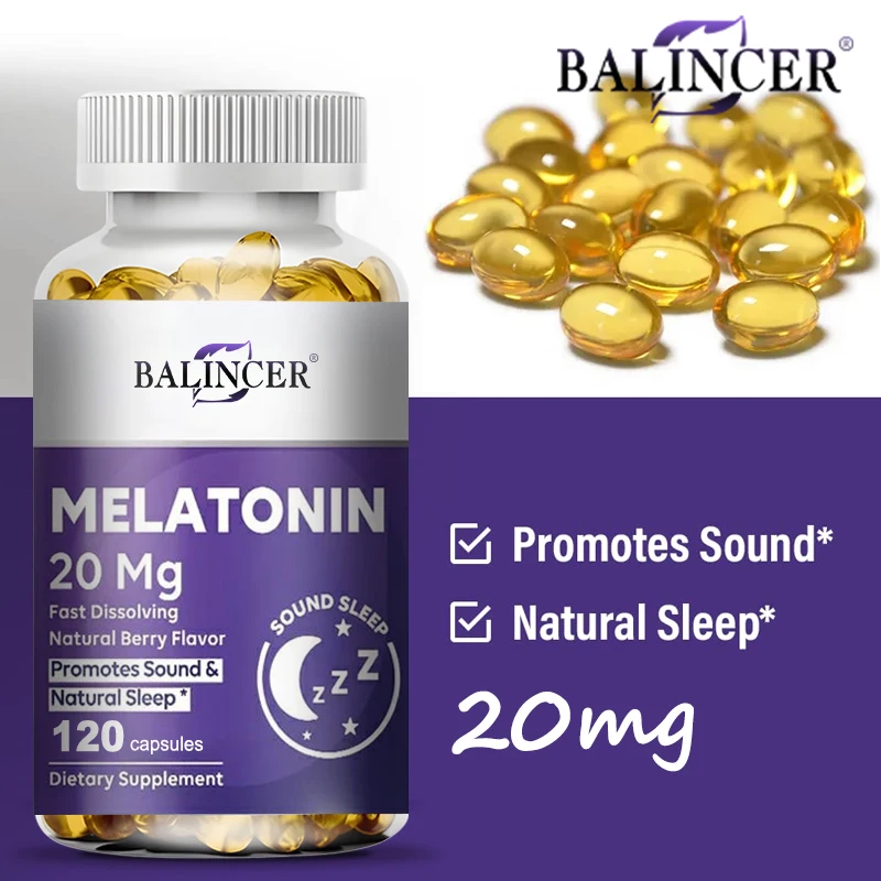 Melatonin Capsules, Antioxidant Supplement, Fall Asleep Faster, Support Night Relaxation, Rest Comfort & Daily Body Wellness