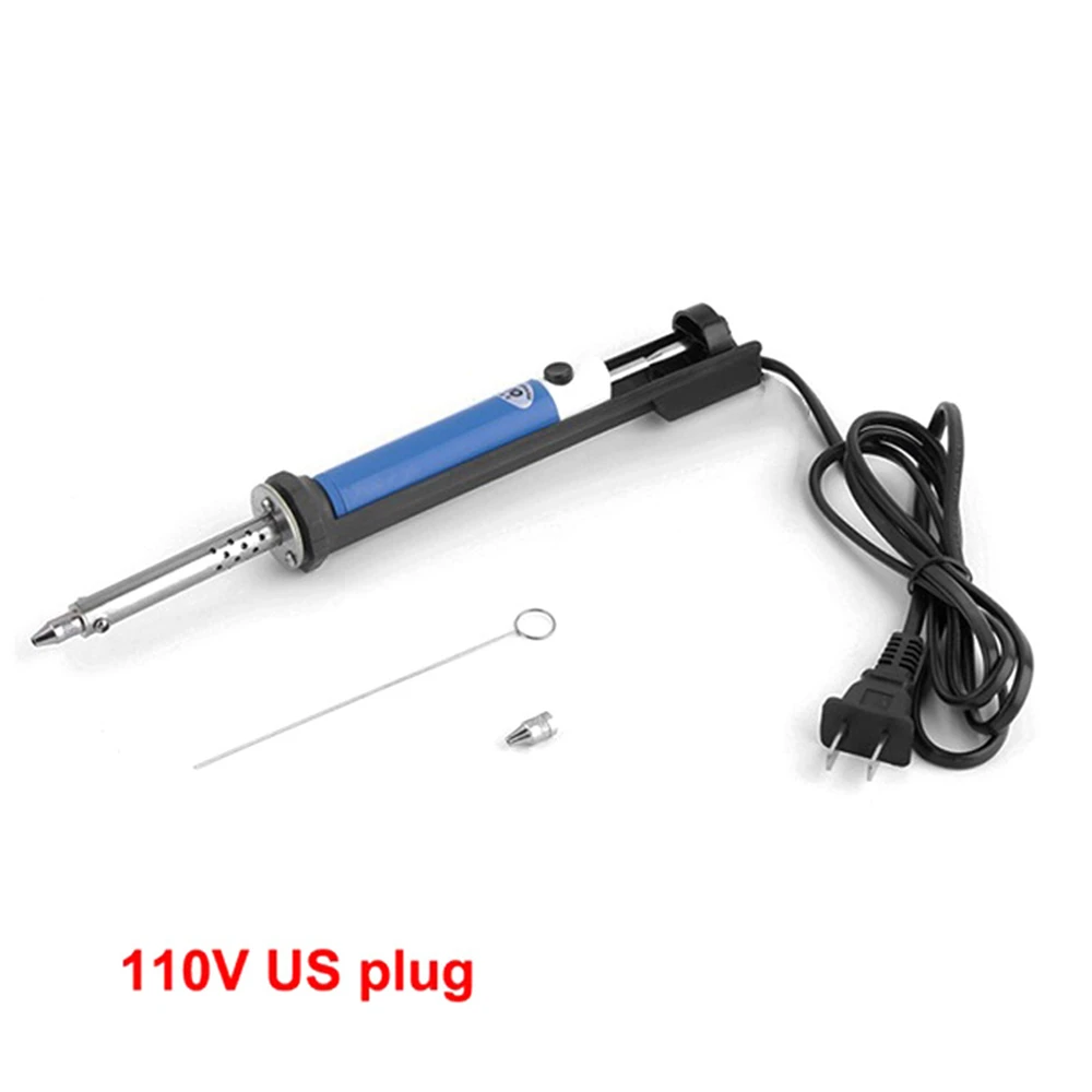 AC 220V 30W Handheld Electric Tin Suction Sucker Pen US EU Plug Desoldering Pump Soldering Tool With PCB Board 2 Nozzles