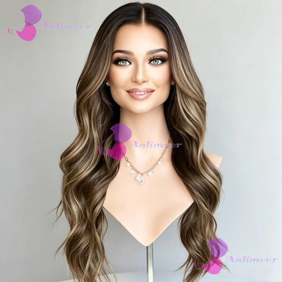 Balayage 13x6/360/Full Lace Wigs Highlight Brown Blonde Glueless 5x5 Silk Top Closure Wigs Pre Plucked Human Hair Body Wavy
