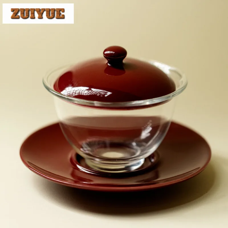 

110ml Glass Gaiwan Boutique Anti-scald Tea Tureen Household Tea Bowl With Lid Kit Tea Maker Cover Bowl Tea Items Decoration Gift