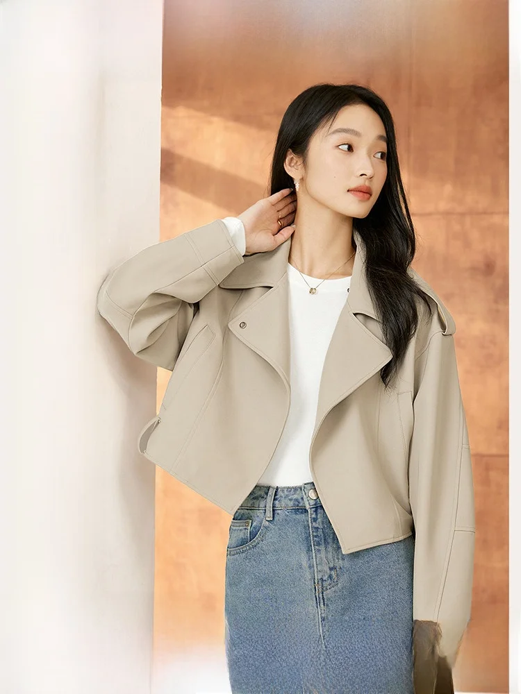 

Vimly Briti Sle ort Jaet Women's Commuter Coat Artistic ature Top Coat Polyester Fiber Long Sve Pure Color