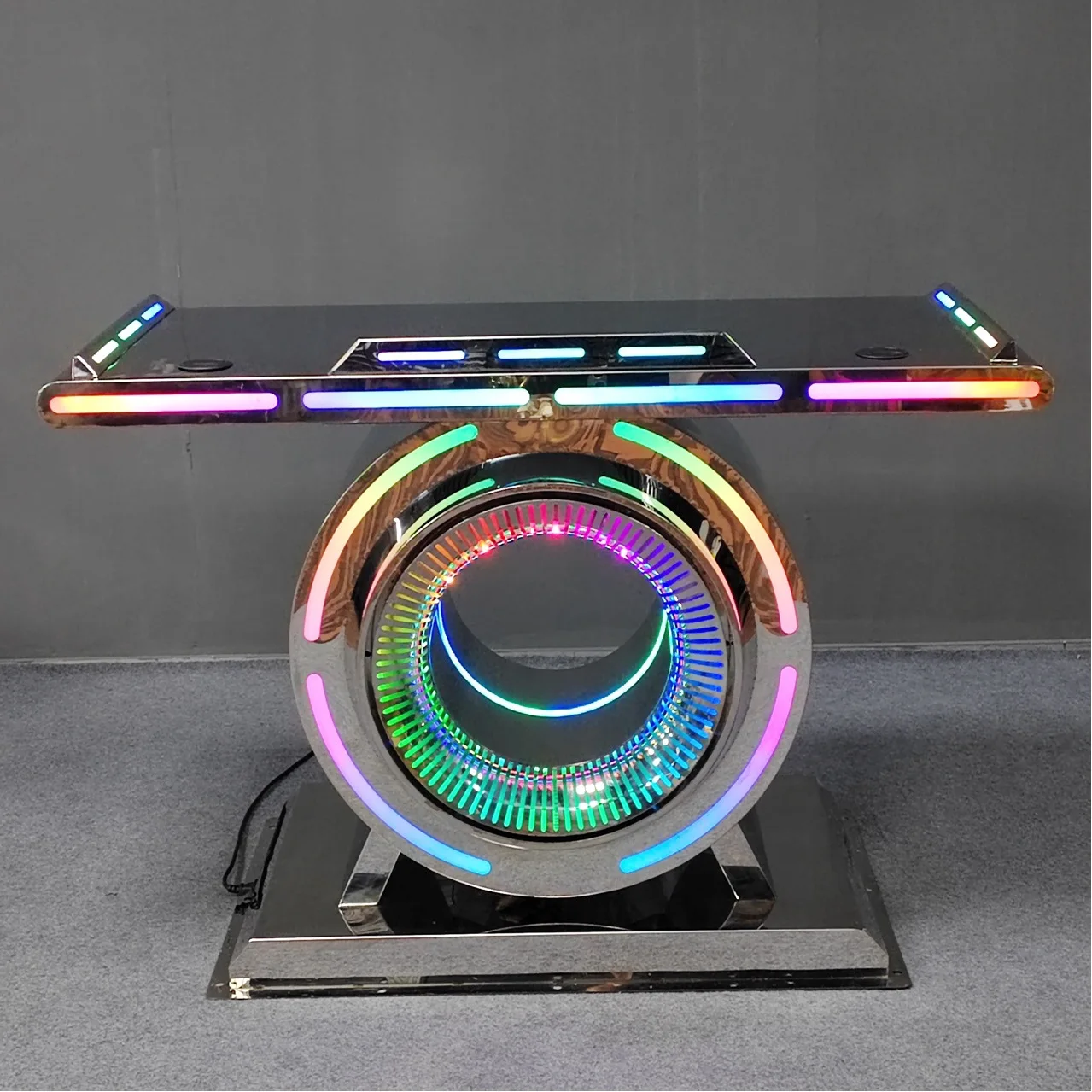 

Bar DJ table DJing table Luminous mobile can be used as logo nightclub party room box Stainless steel disc player