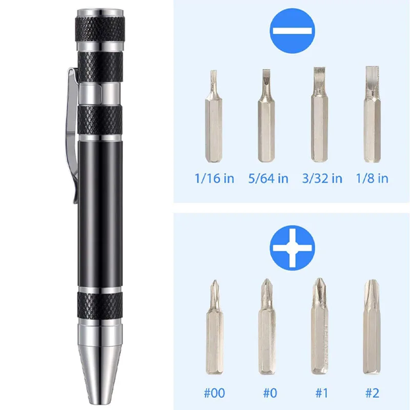 Multifunction 8 in 1 Mini Aluminum Precision Pen Screw Driver Screwdriver Set Repair Tools Kit for Cell Phone Hand tool Set