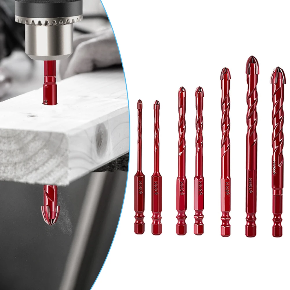 Cross Hex Broca Set, Brocas manuais, Concreto de perfuração, Porcelana, Azulejo, Vidro, Ferramentas de metal, 3mm, 4mm, 5mm, 6mm, 8mm, 10mm, 12 milímetros, 1PC
