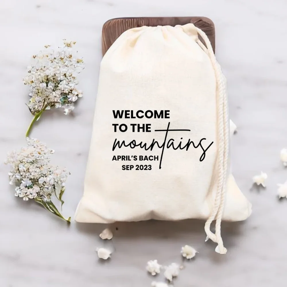

Welcome to the Mountain Favor Bag,Personalized Destination Favors,Adventure Welcome Bachelor Party Bag,Wedding Welcome Gift Bag
