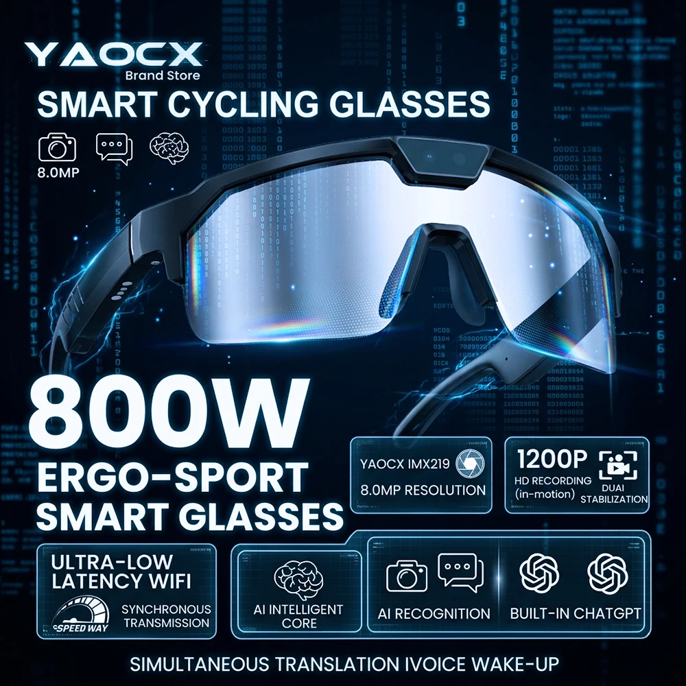 

Новые умные велосипедные очки 2026 года с беспроводными звонками, ИИ-разговорами, голосовым помощником ИИ, HD-камерой 8 МП и защитой от сотрясений