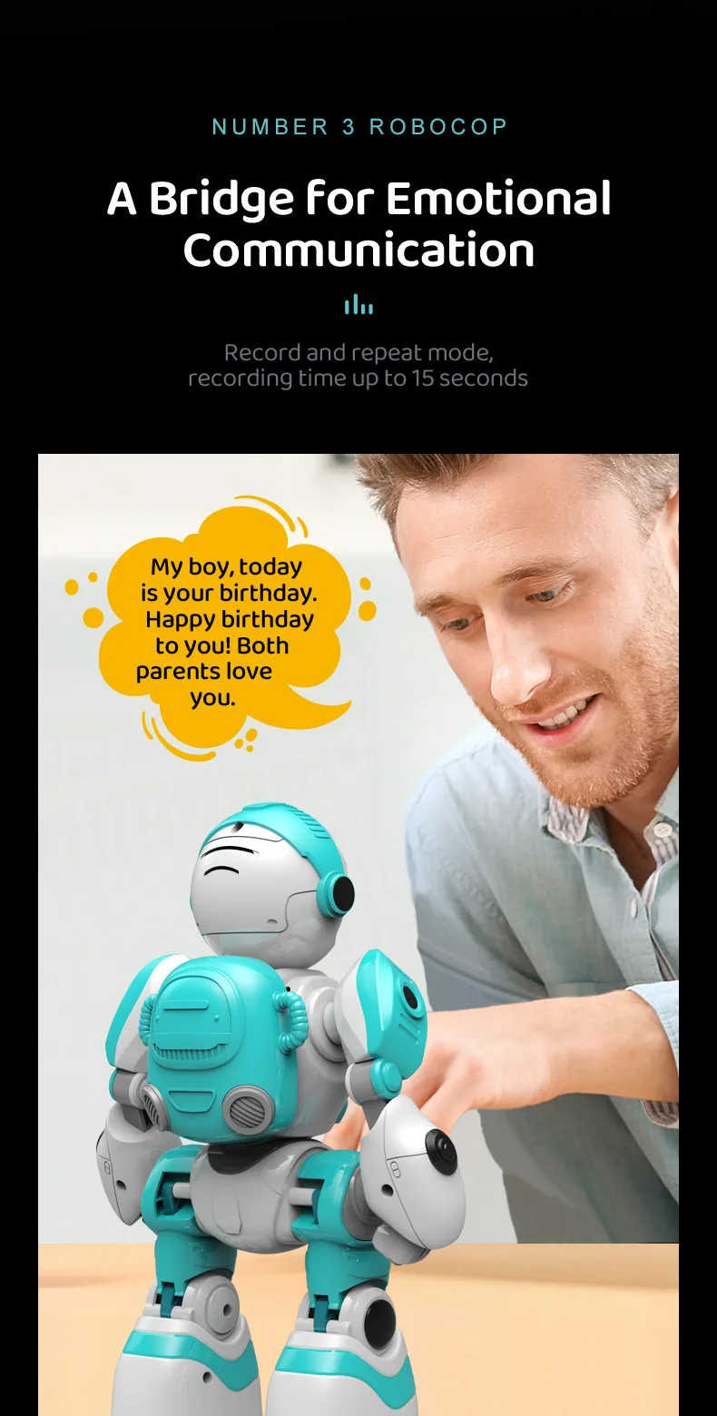Smart Kids Robot Interactive Intelligent Robo for Kids Robotics Music Dance Record Repeat Touch Gesture Control Toys for Boys Children Christmas Gifts Ship from US Warehouse Fast Delivery