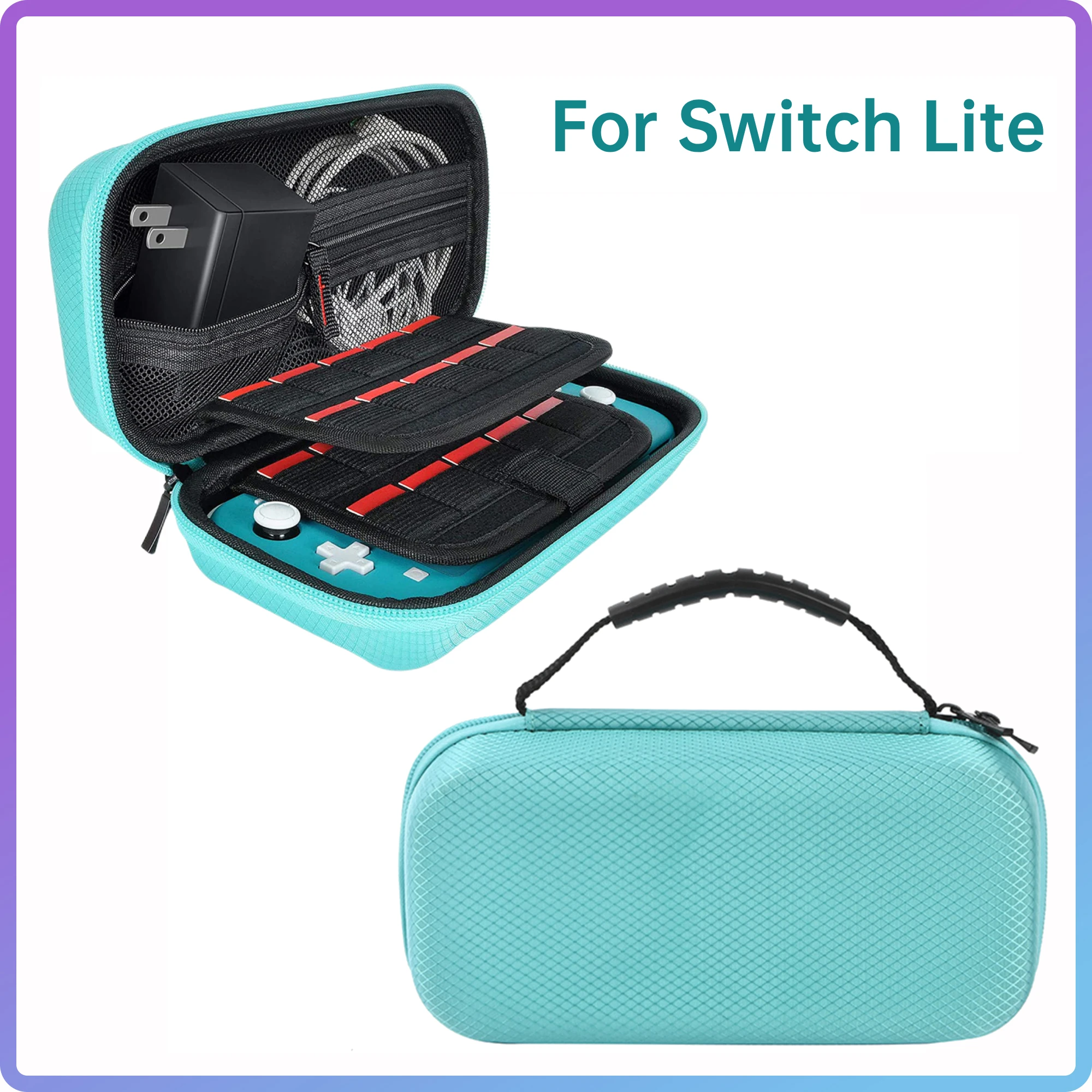 Carrying Case Hard Shell Game Console Handbag Scratch-resistant Cases Double Compartment Accessories Storage Bag for Switch Lite