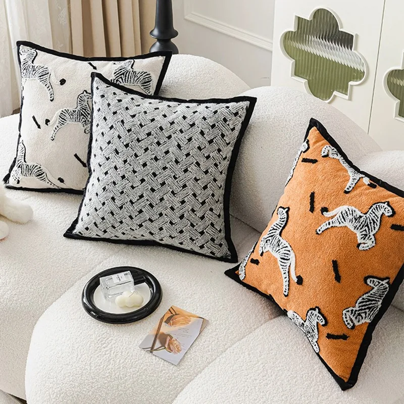 Zebra Animal Pillow Cover French Style Cushion Cover Simple Sofa Waist Pillow Case For Living Room Homestay Decor