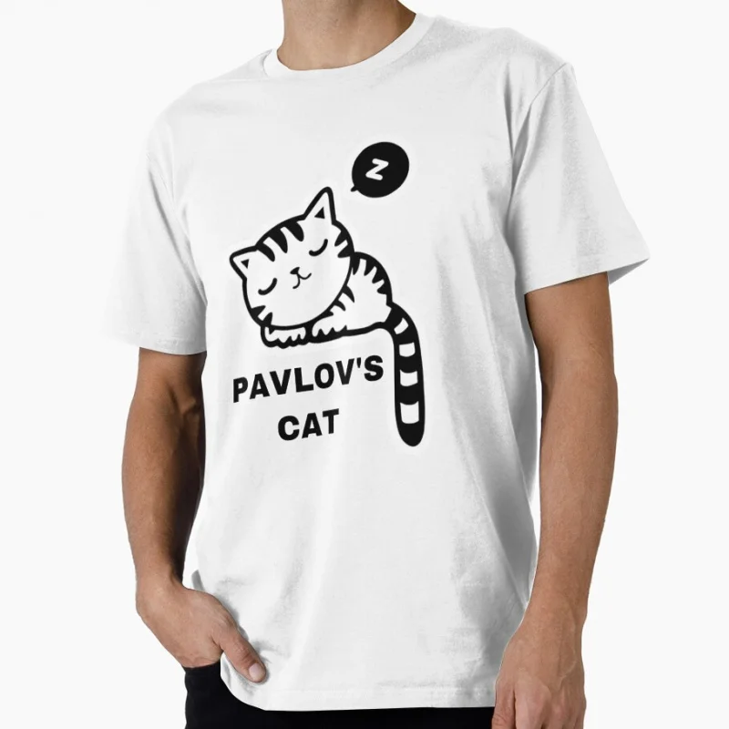 

Pavlov's Cat trend designe cats Funny Psychology Gift shirt for men 100% cotton Print Graphic Clothes All size S-6XL Tops