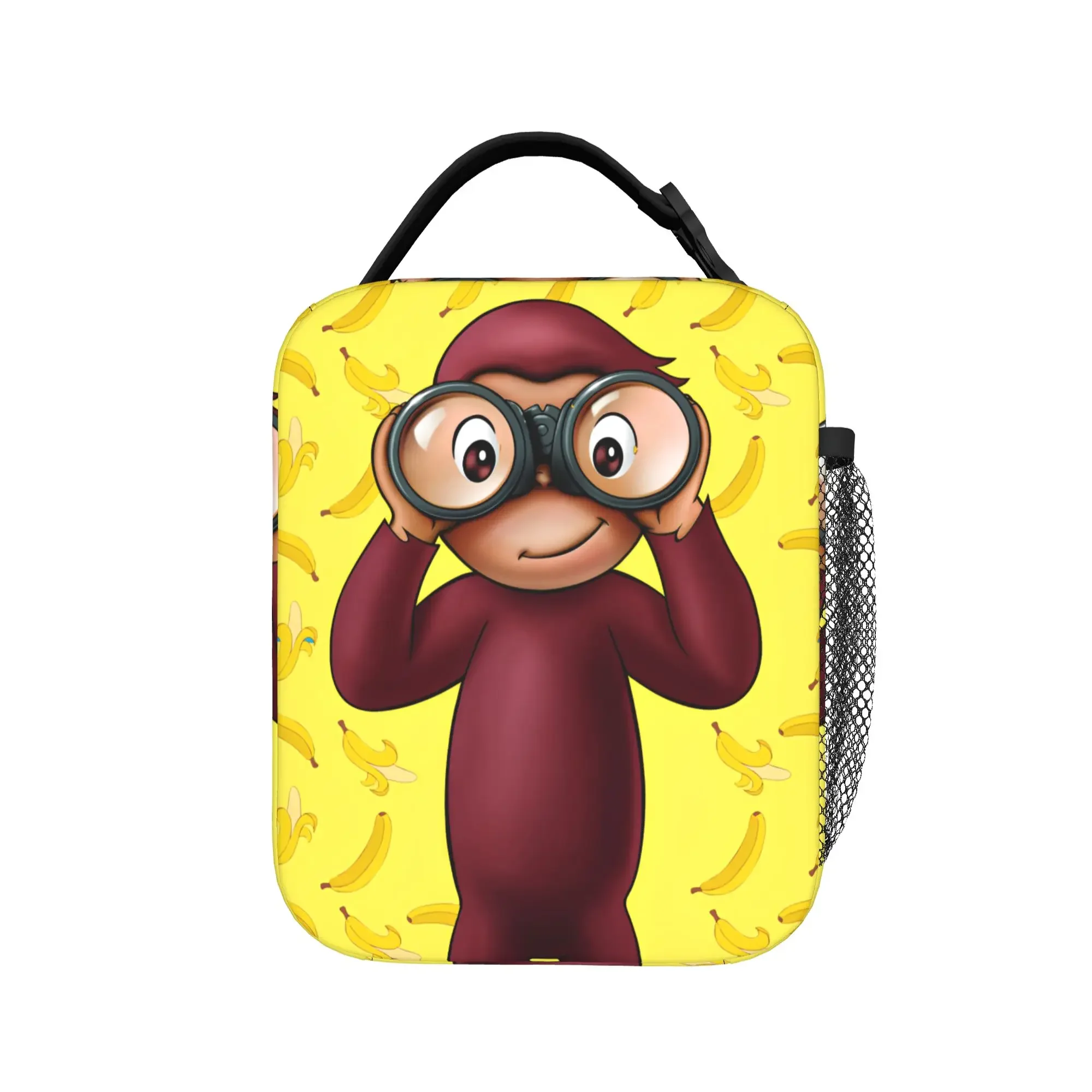 Funny Curious George and Banana Insulated Lunch Bag Large Cartoon Monkey Reusable Thermal Bag Tote Lunch Box Picnic Bento Pouch