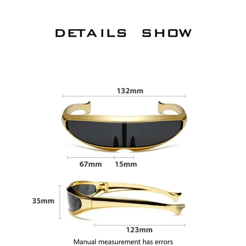 Party Glasses One-piece Mirror Personalized Electroplated Sunglasses Women Men Y2K Steampunk Goggles UV400