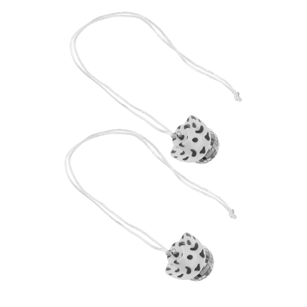 

2Pcs Mirror Ball Pendant Car Charm Necklace Hanging Accessories Rear View Decor Pink PP nament Creative Cowboy Hat Design