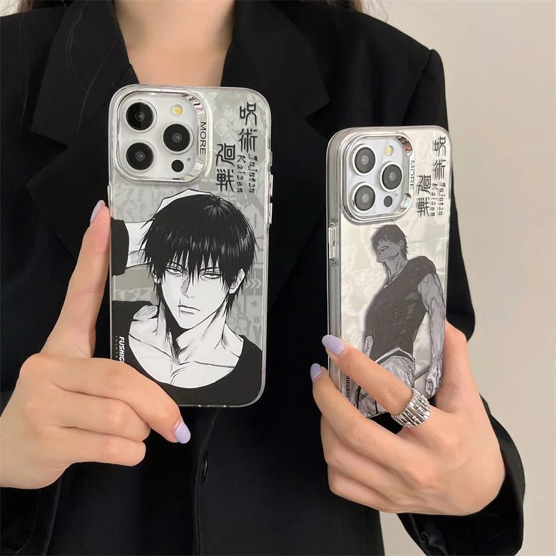 Anime Jujutsu Kaisen Kais tyrant Fushiguro Toji silvering Case for iPhone 16 15 14 13 12 11 Pro Max luxury hard cover funda