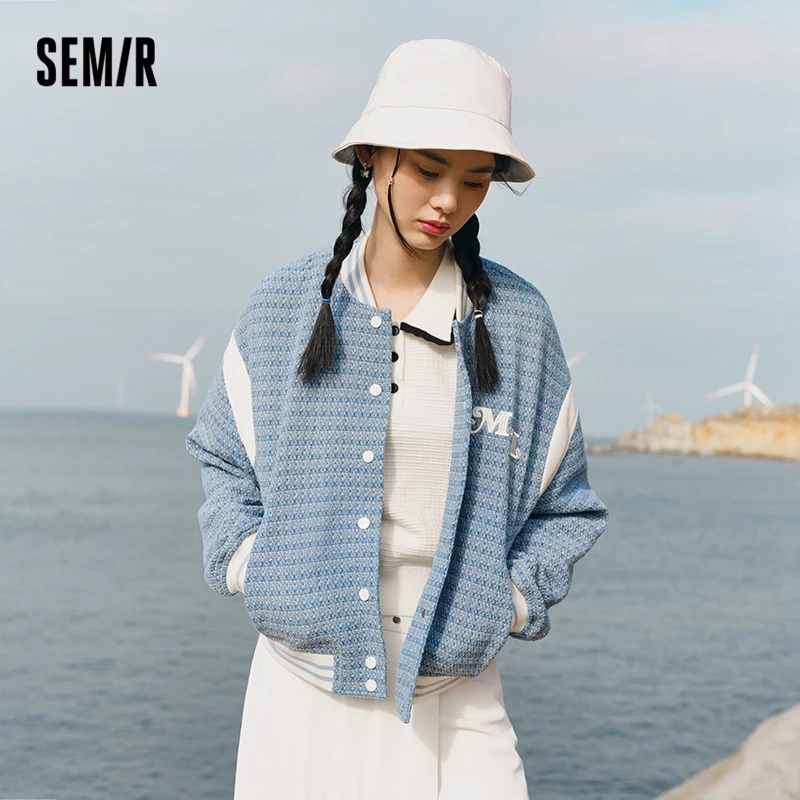 Semir Women Outerwear Design Embroidery Patchwork Baseball Jacket Spring 2023 New Small Loose Jacket Retro Street