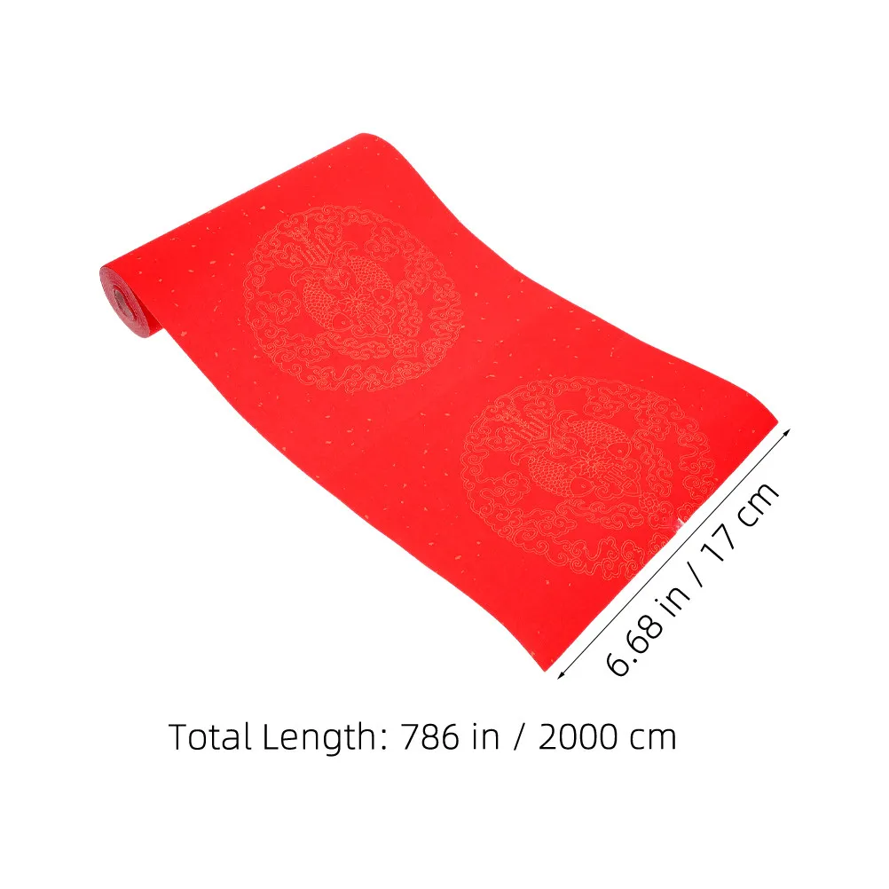1 Roll Red Construction Paper for Chinese New Year Calligraphy Couplets Painting Festive Wishes Blank Scroll Rice Paper Craft