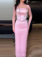 Glitz and Glam Vestidos de gala de noche para mujer Vestido de fiesta de satén con vaina/columna Vestido de fiesta con cuello alto y diamantes de imitación/cristales Vestido para ocasiones a medida