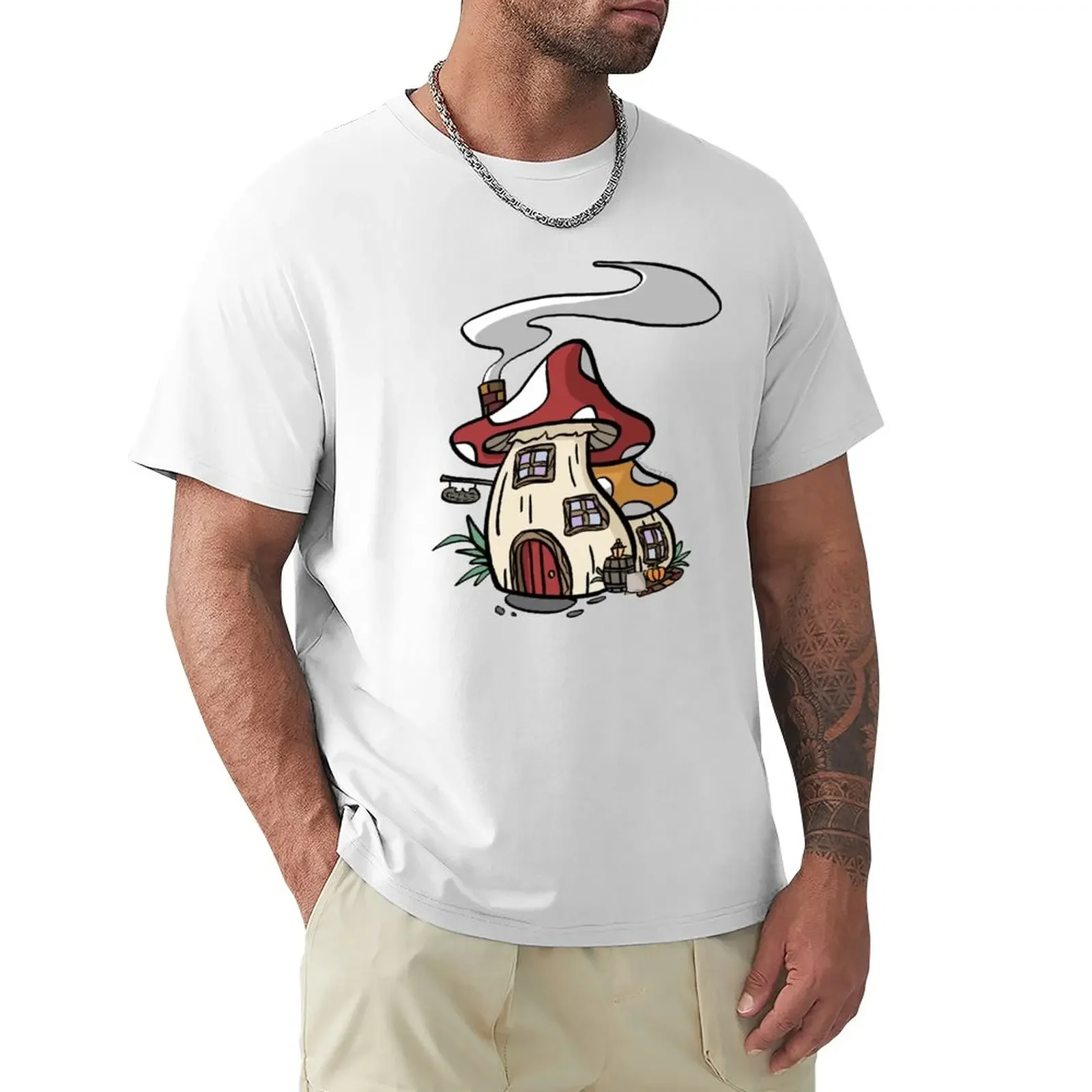 

Cozy Mushroom Cottage T-Shirt customs design your own cute clothes tees t shirts for men