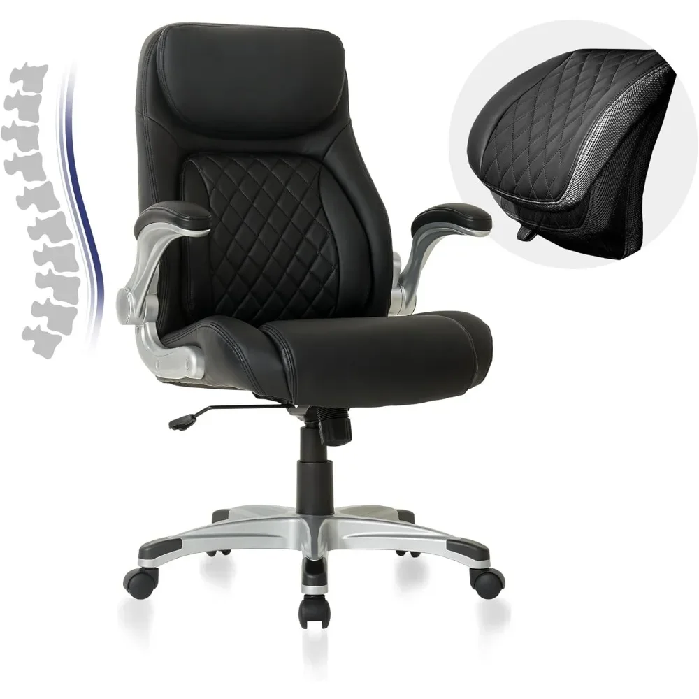 

Ergonomic Office Chair Premium Microfiber Leather Adjustable Lumbar Support & Armrests, High Back Comfy Desk Gaming Chairs