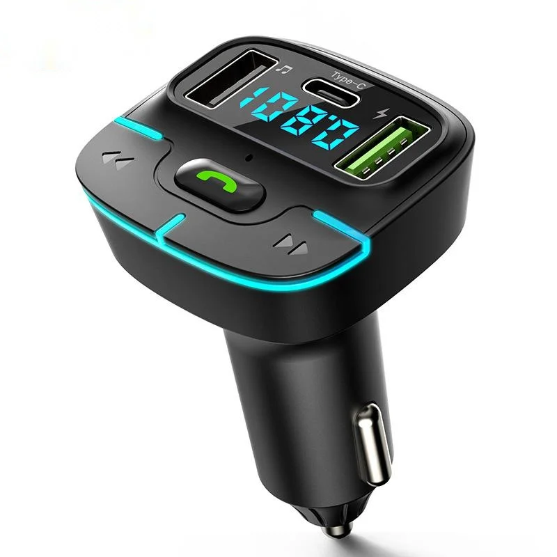 GZ03 Автомобильное зарядное устройство с двумя USB-портами Bluetooth 5,3 Автомобильный MP3-плеер FM-передатчик Быстрая зарядка Автомобильный комплект громкой связи с одной клавишей