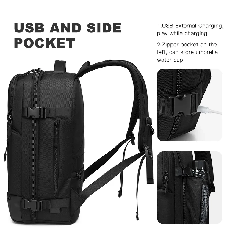 OZUKO-Mochila de gran capacidad con diseño para hombre, morral de negocios para ordenador portátil de 15,6 pulgadas, con carga USB, impermeable, para viaje